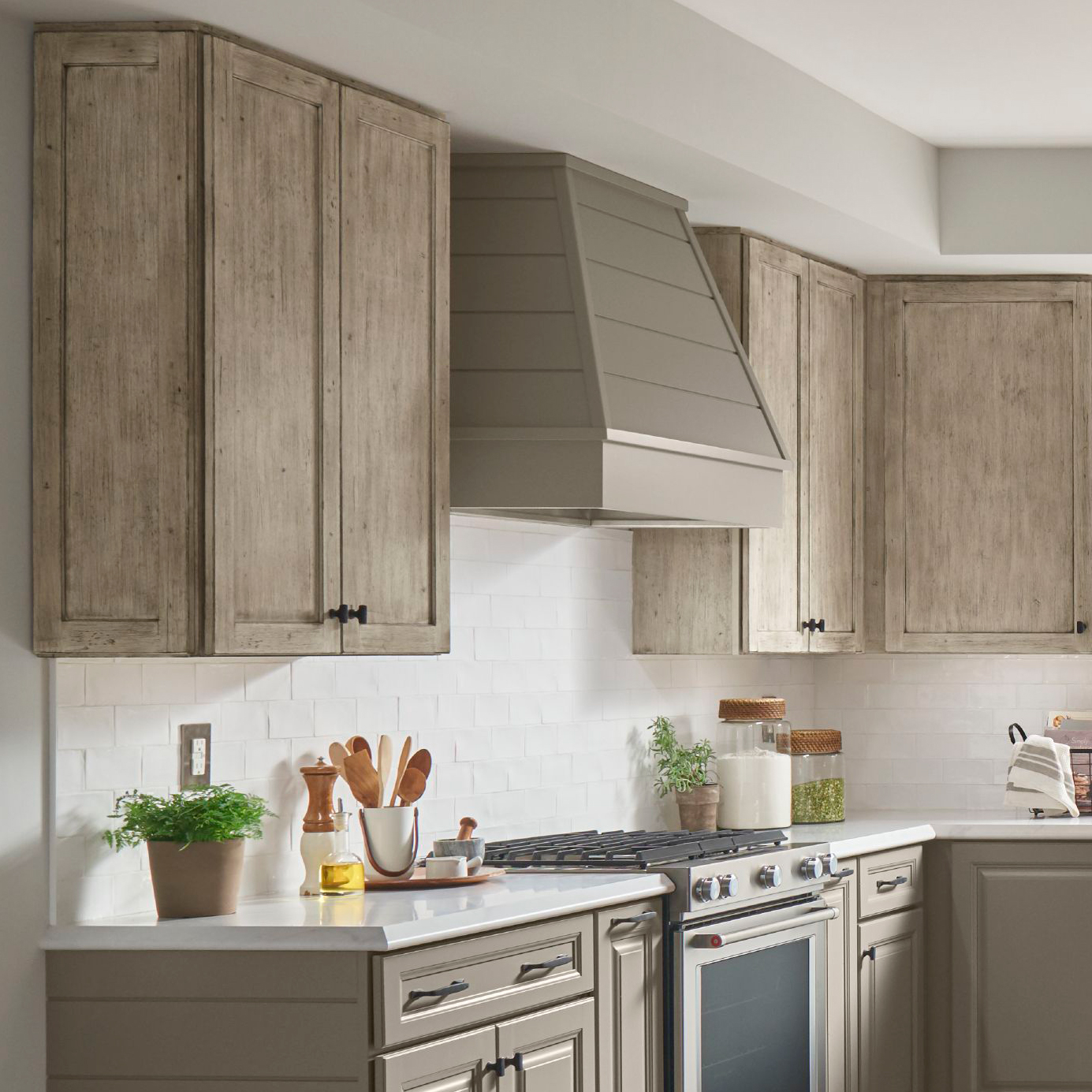 Tapered Hood in Shiplap Medallion at Menards